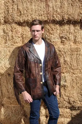 Maricopa Fringe Brown Leather Jacket Mens