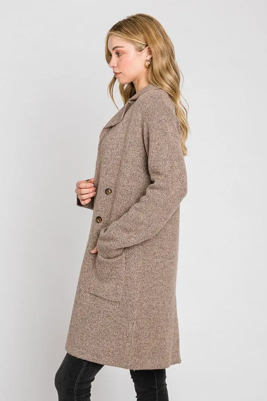 Mauve Double Breasted Knit Coat