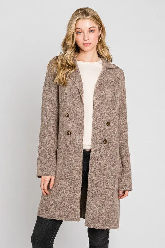 Mauve Double Breasted Knit Coat