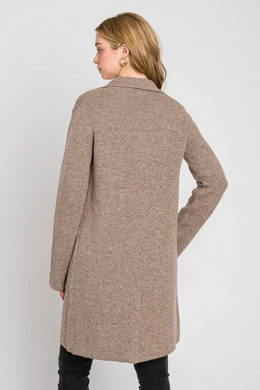 Mauve Double Breasted Knit Coat