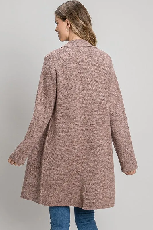 Mauve Double Breasted Knit Coat