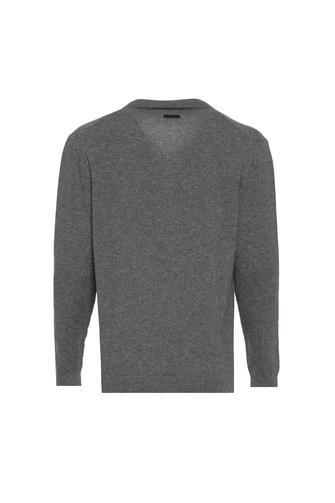 Medium Gray Melange Cashmere and Wool Recycled Recycled Cashmere Polo Neck Men's Sweater