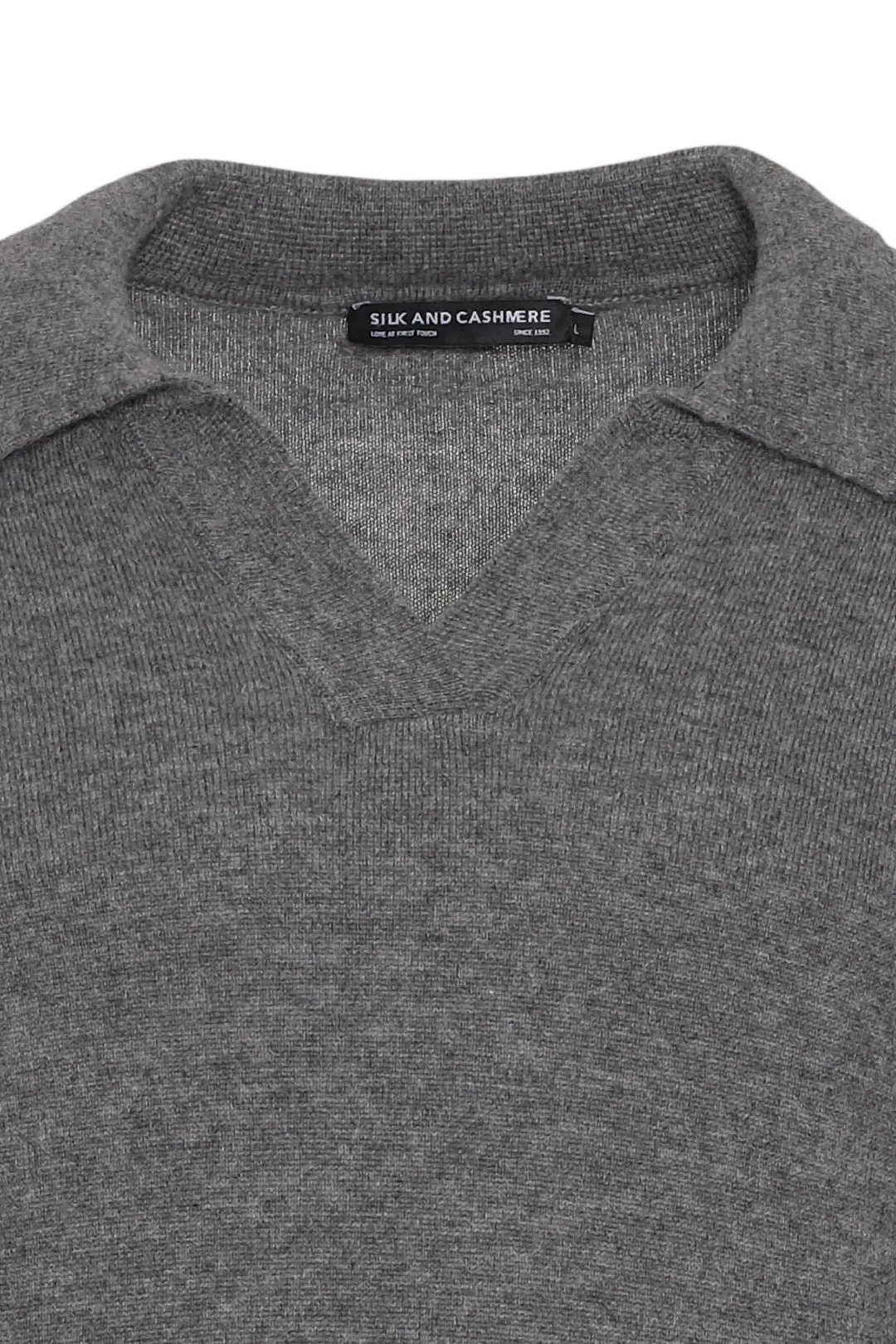 Medium Gray Melange Cashmere and Wool Recycled Recycled Cashmere Polo Neck Men's Sweater