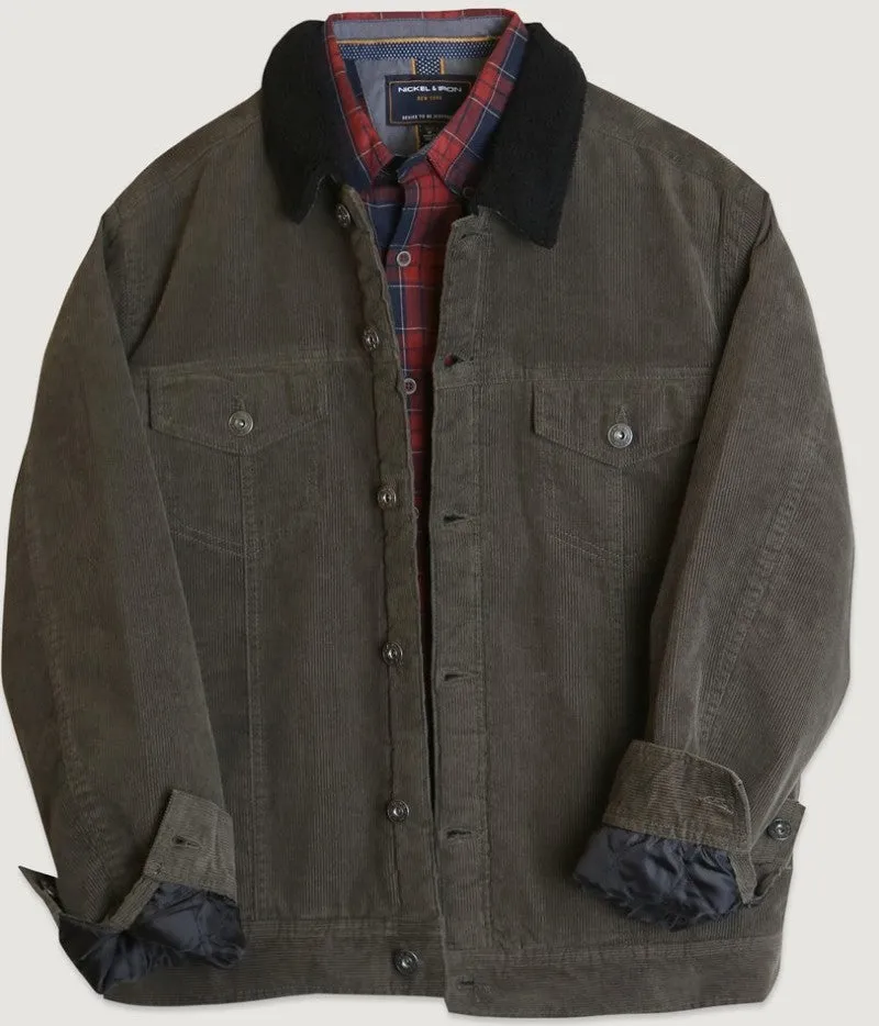 MENS CASUAL CORDUROY LINED TRUCKER JACKET