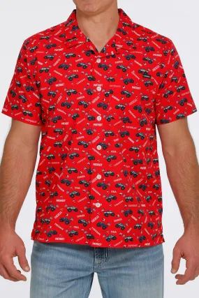 Men's Cinch Patriotic Truck Print Short Sleeve Camp Shirt - MTW1401005 - FINAL SALE