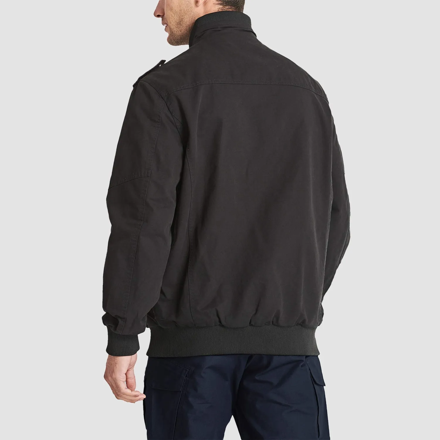 Men's Cotton Cargo Jacket - Lightweight Full Zip Work Coat with 4 Pockets