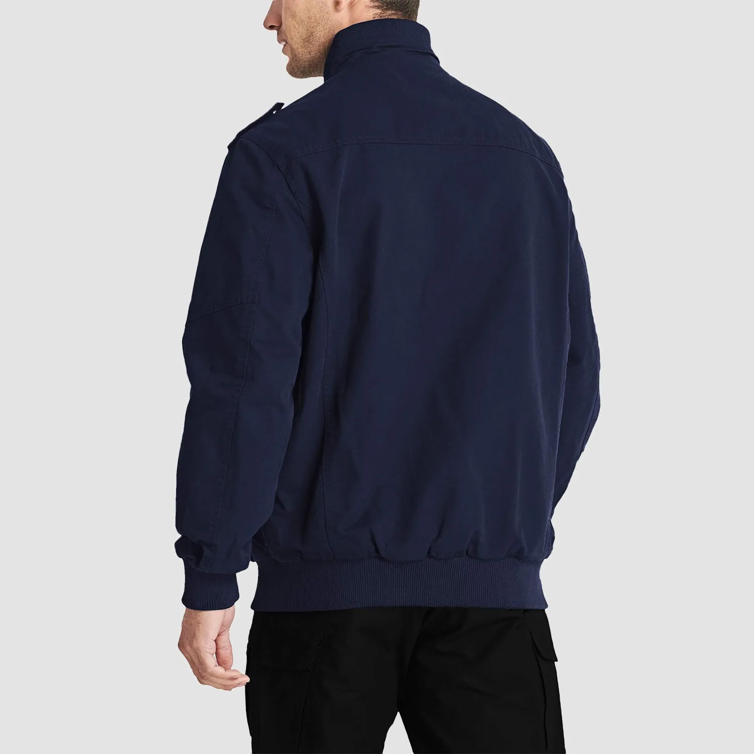 Men's Cotton Cargo Jacket - Lightweight Full Zip Work Coat with 4 Pockets