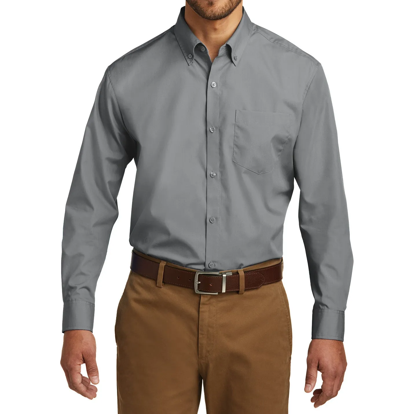 Men's Long Sleeve Carefree Poplin Shirt