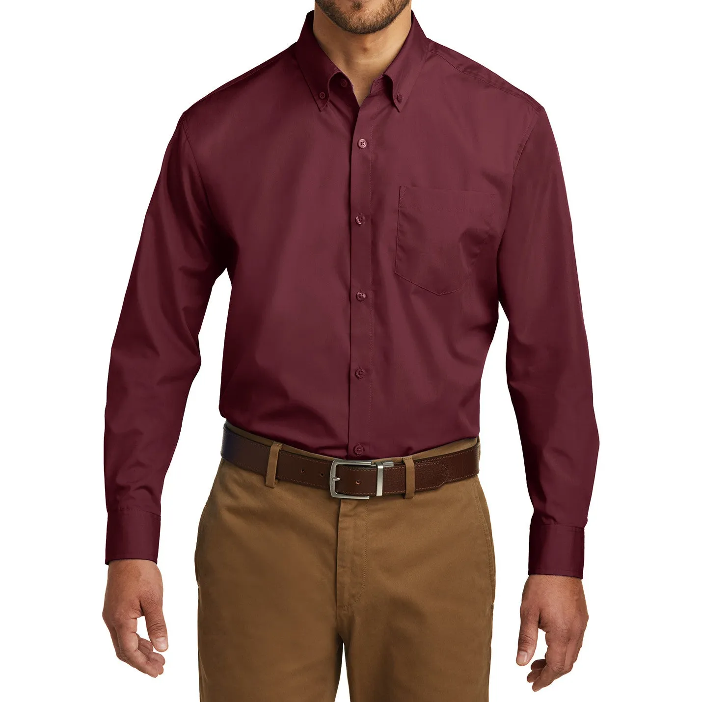 Men's Long Sleeve Carefree Poplin Shirt