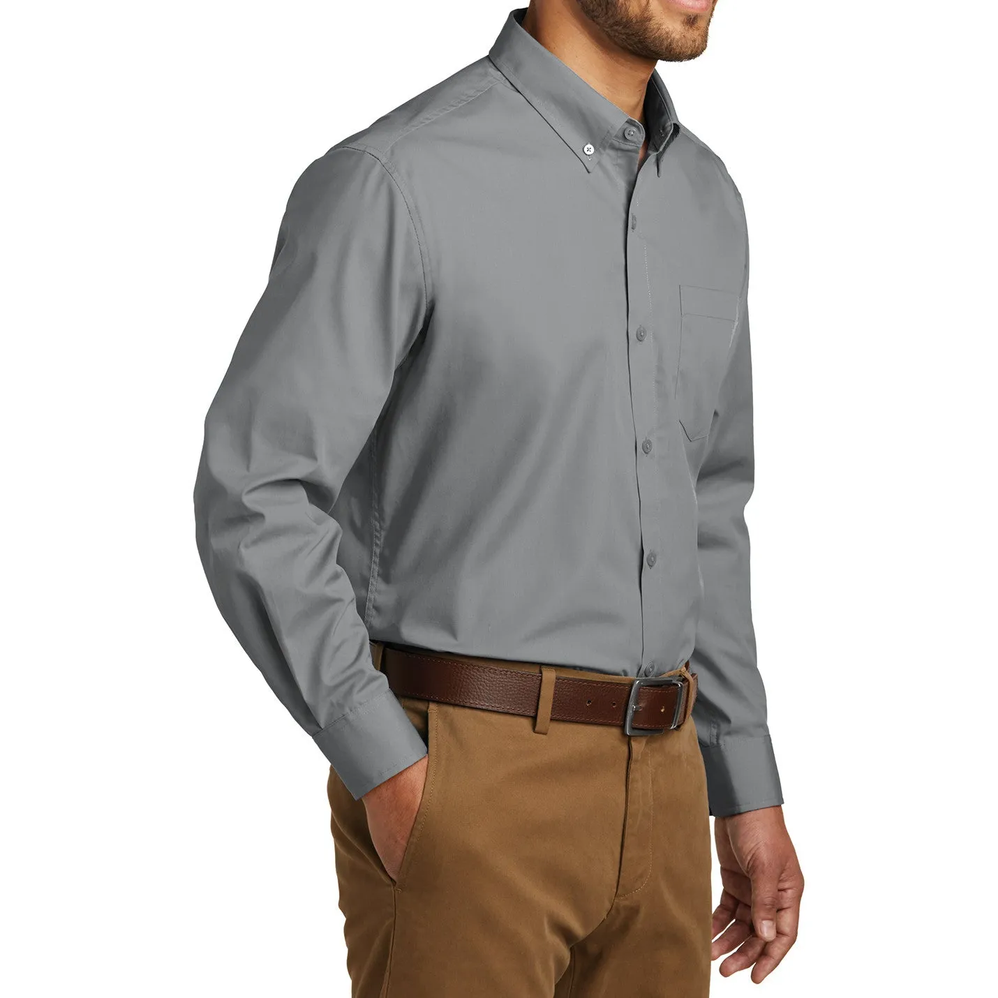 Men's Long Sleeve Carefree Poplin Shirt