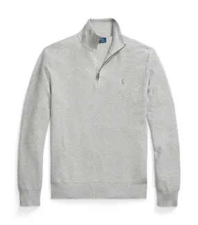 Men's Mesh-Knit Cotton Quarter-Zip Sweater Andover Heather