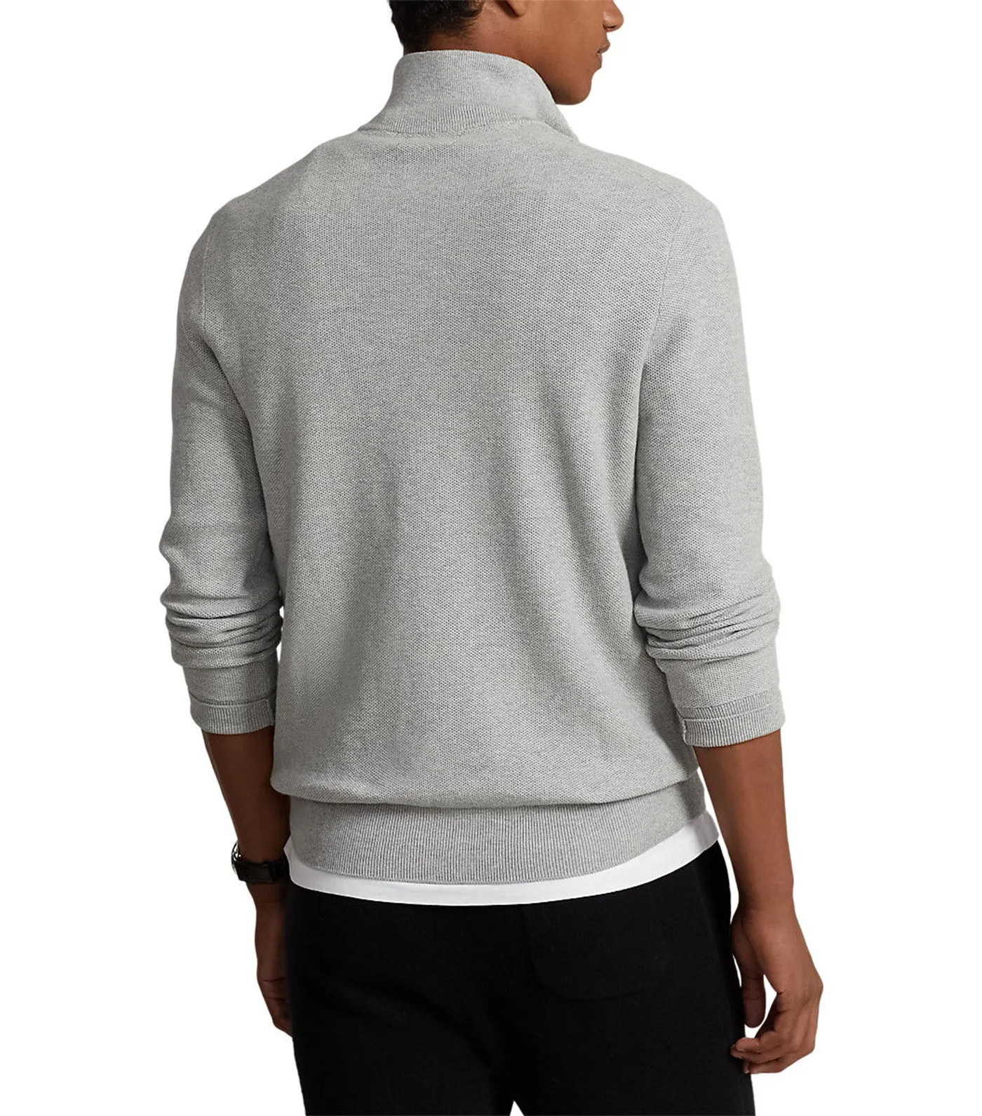 Men's Mesh-Knit Cotton Quarter-Zip Sweater Andover Heather