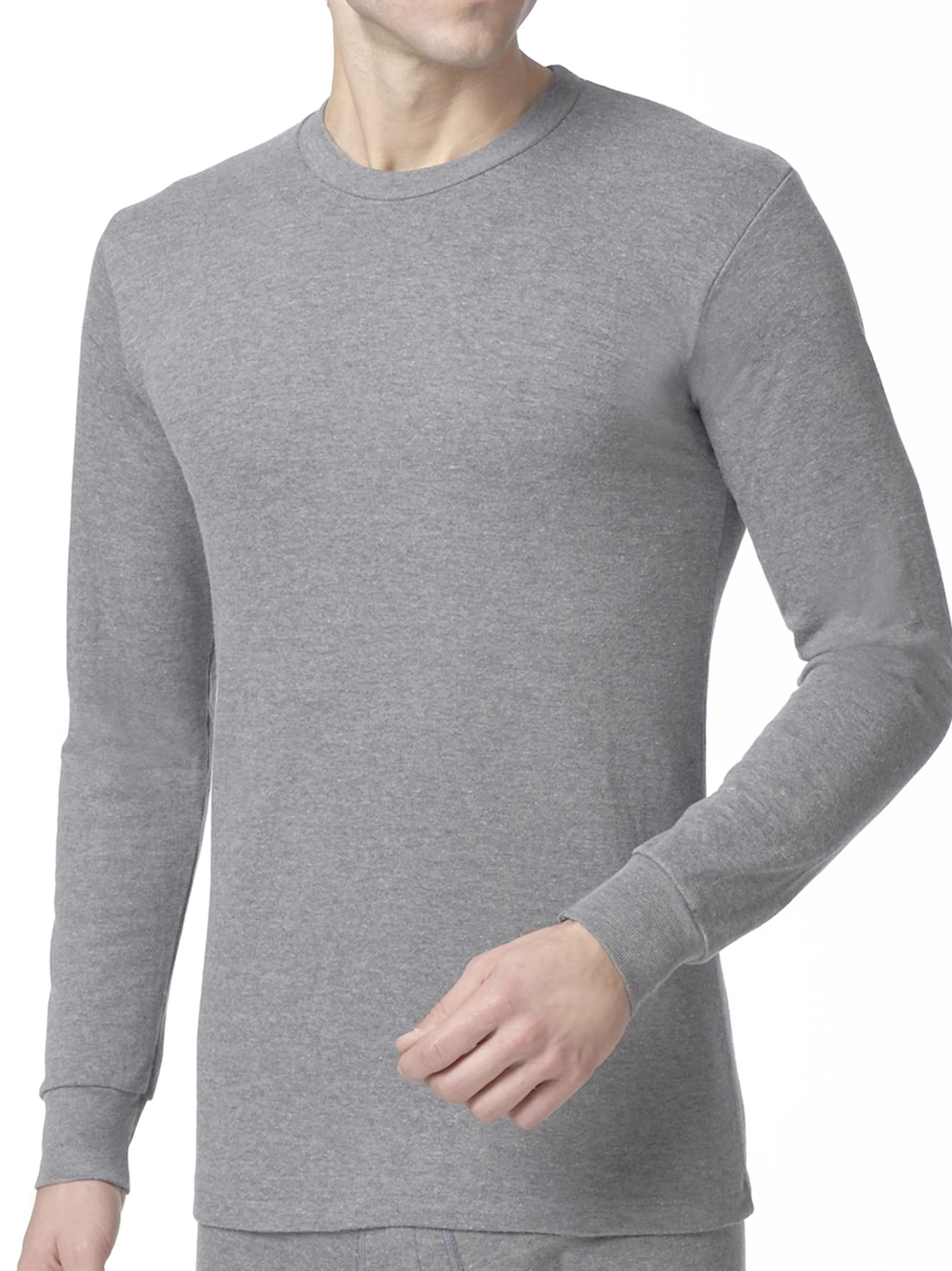 Men's Plain Solid Thermal Sleepwear Top,Light Grey