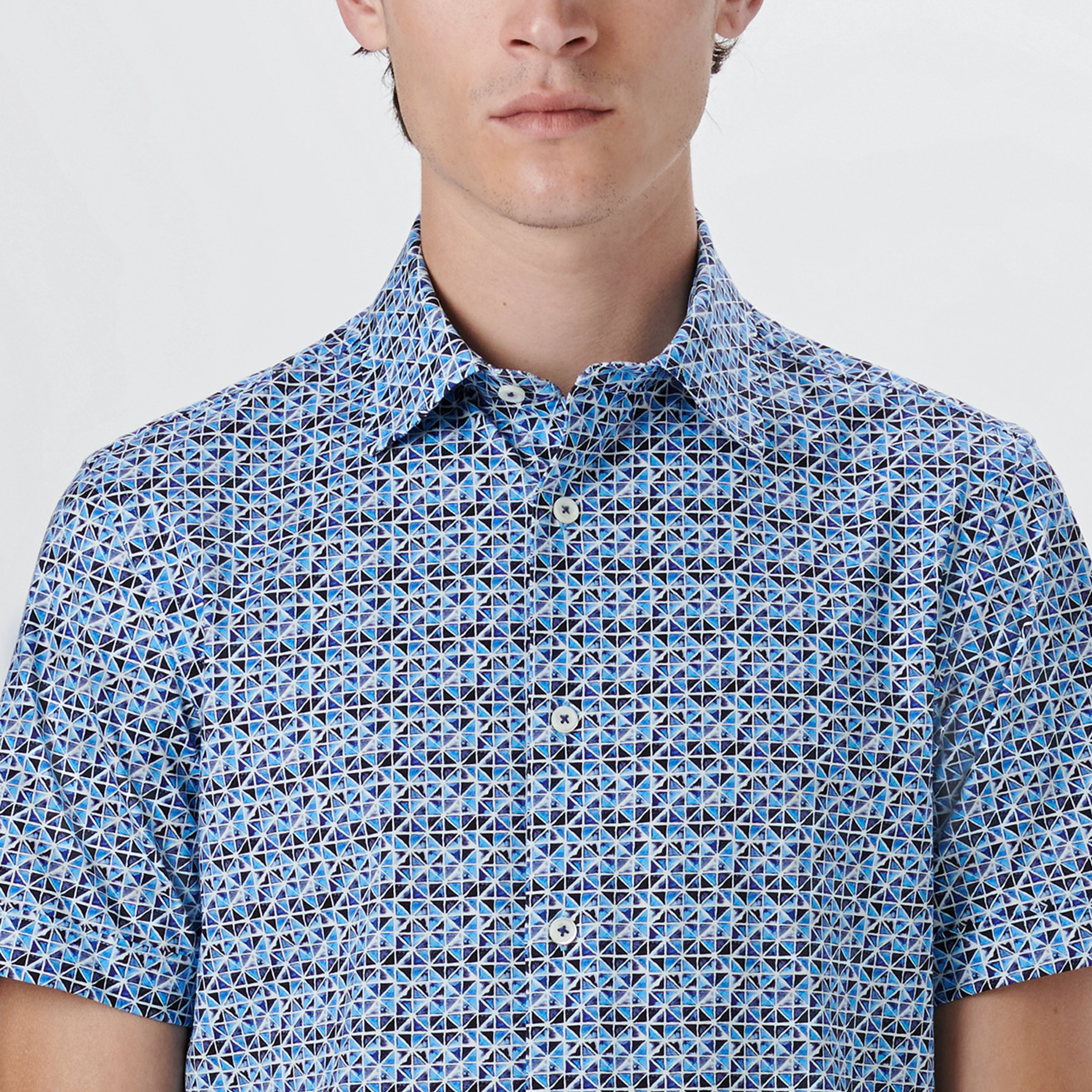 MILES Diamond Print OoohCotton Short Sleeve Shirt