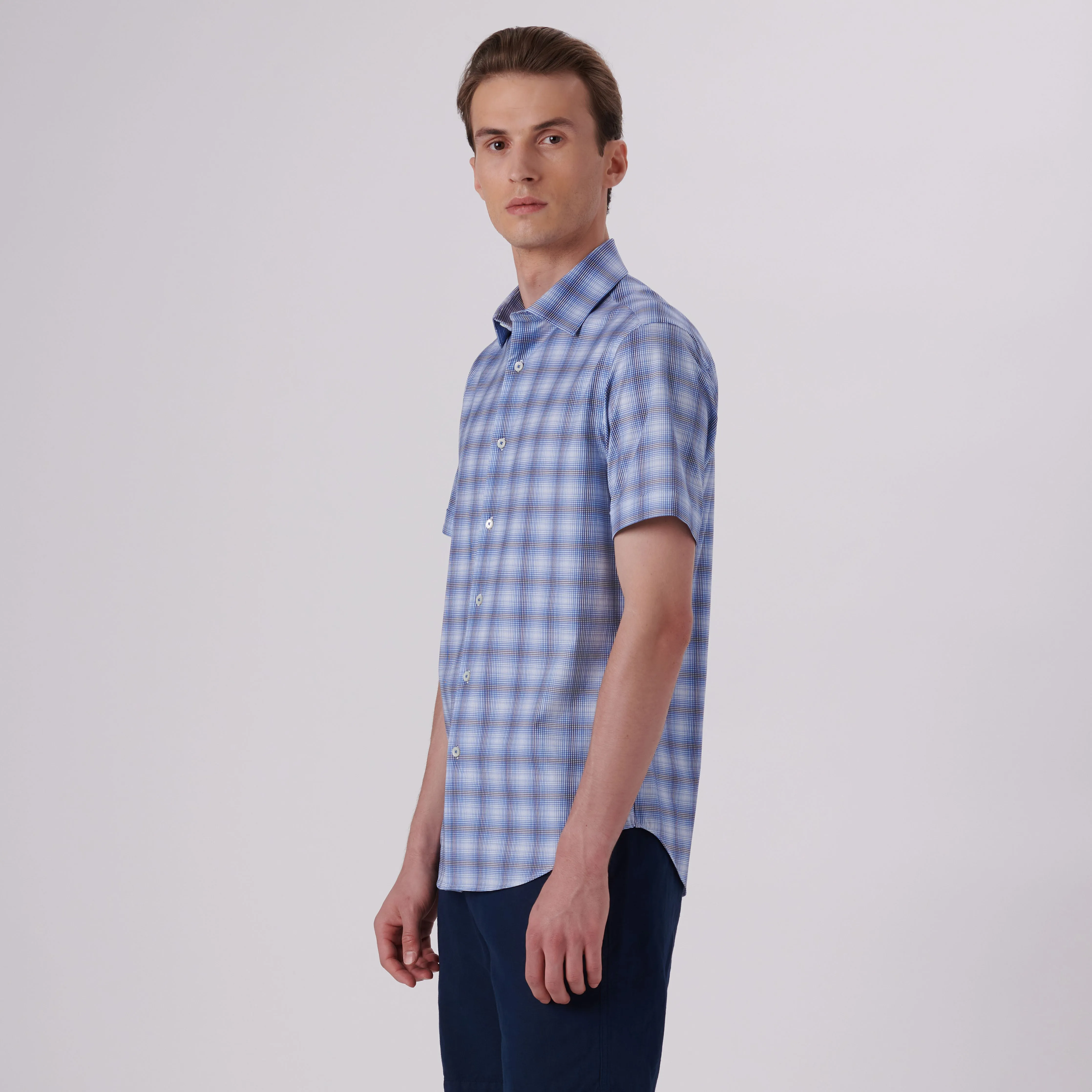 Miles Dupplin Check Print OoohCotton Short Sleeve Shirt