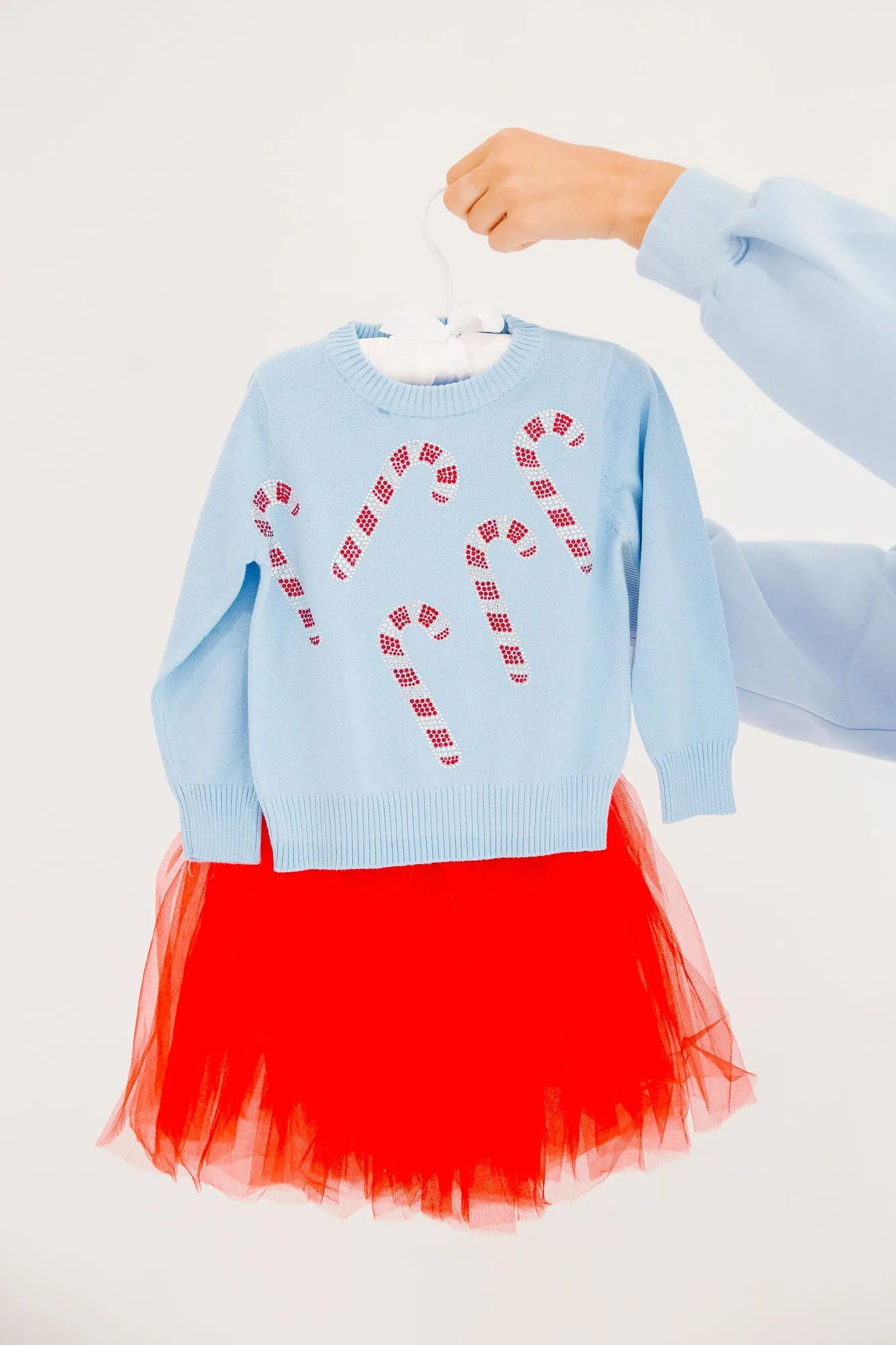 MINI KIDS CANDY CANE SEASON BLUE SWEATER