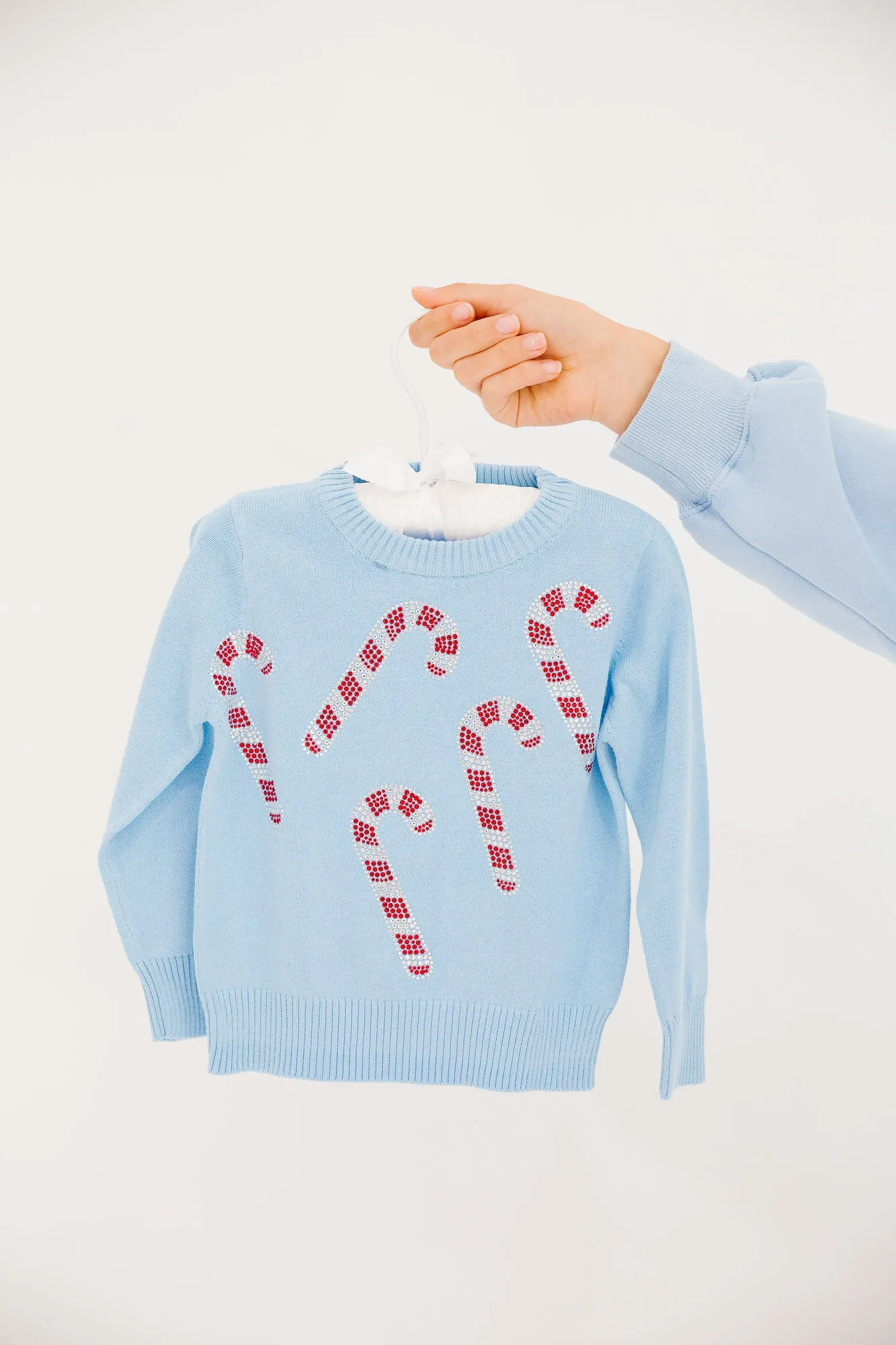 MINI KIDS CANDY CANE SEASON BLUE SWEATER