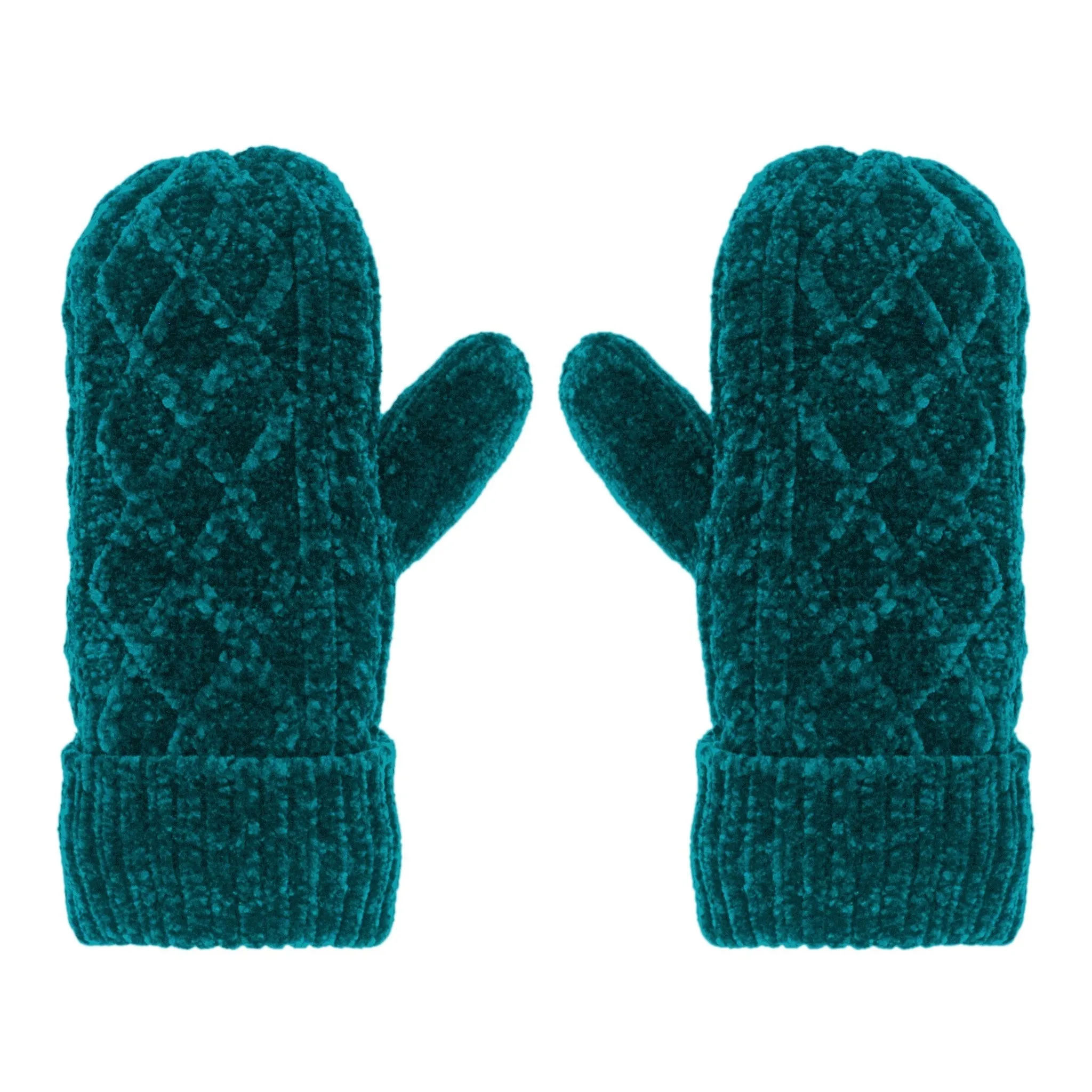 Mittens - Cable Knit Chenille (Harbor Blue)