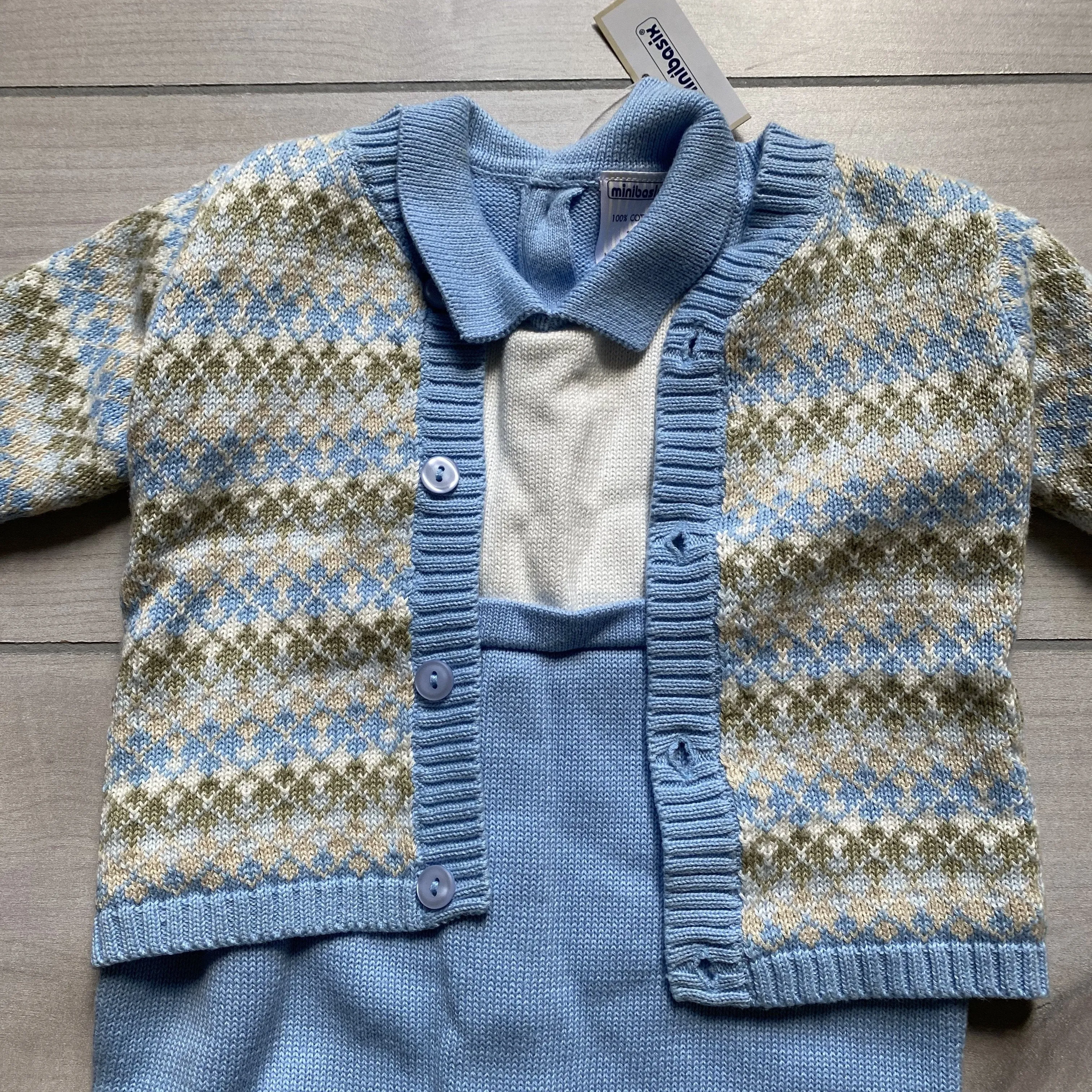 NEW MiniBasix Two Piece Sweater Romper & Argyle Cardigan