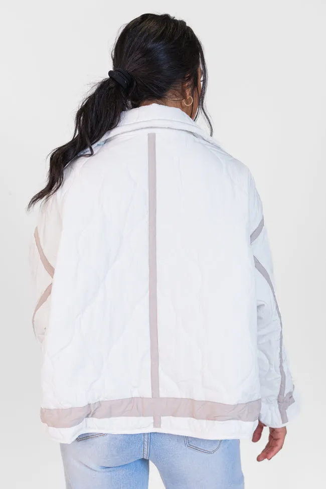 Next Up White Contrast Trim Puffer Jacket SALE