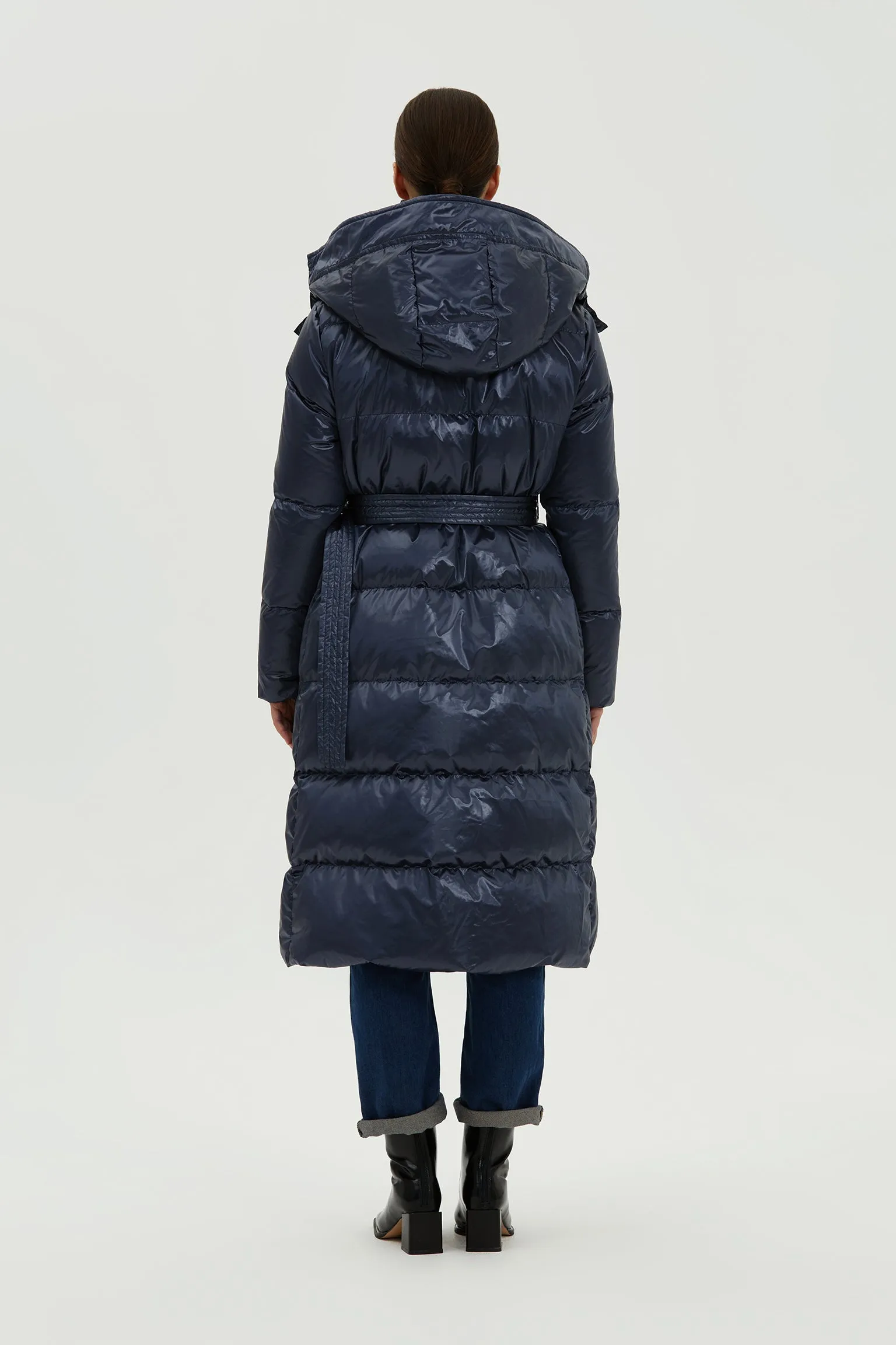 Nicole Long Down Jacket with Belt