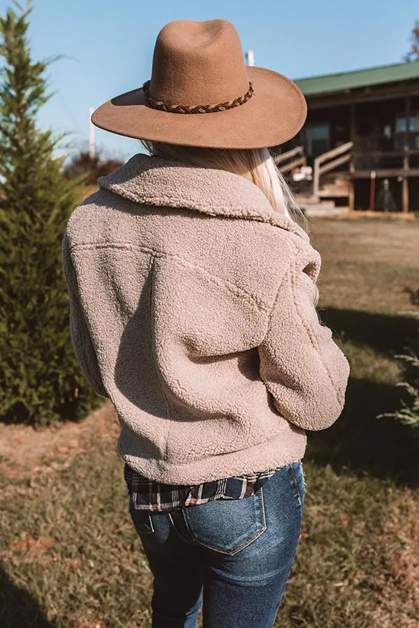 NYC Wardrobe Sherpa Jacket in Warm Taupe