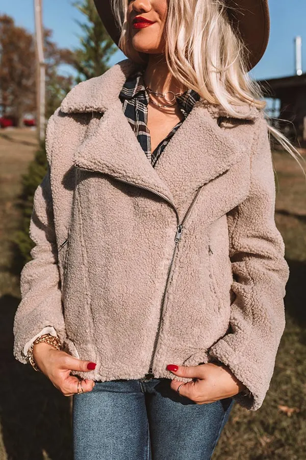 NYC Wardrobe Sherpa Jacket in Warm Taupe