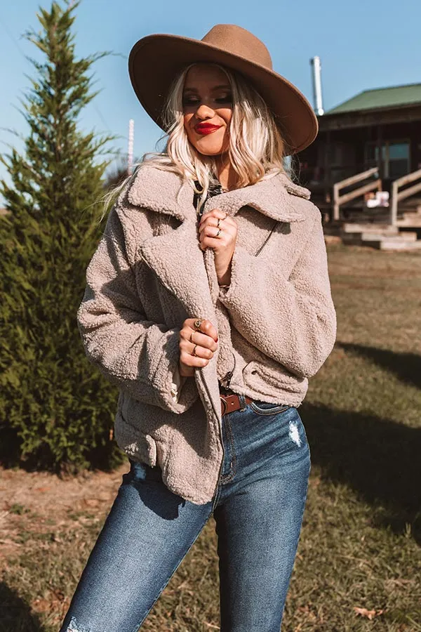 NYC Wardrobe Sherpa Jacket in Warm Taupe