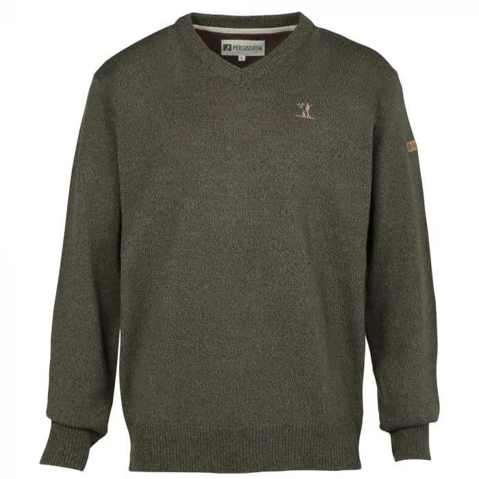 Percussion Embroidered Round Neck Hunting Sweater