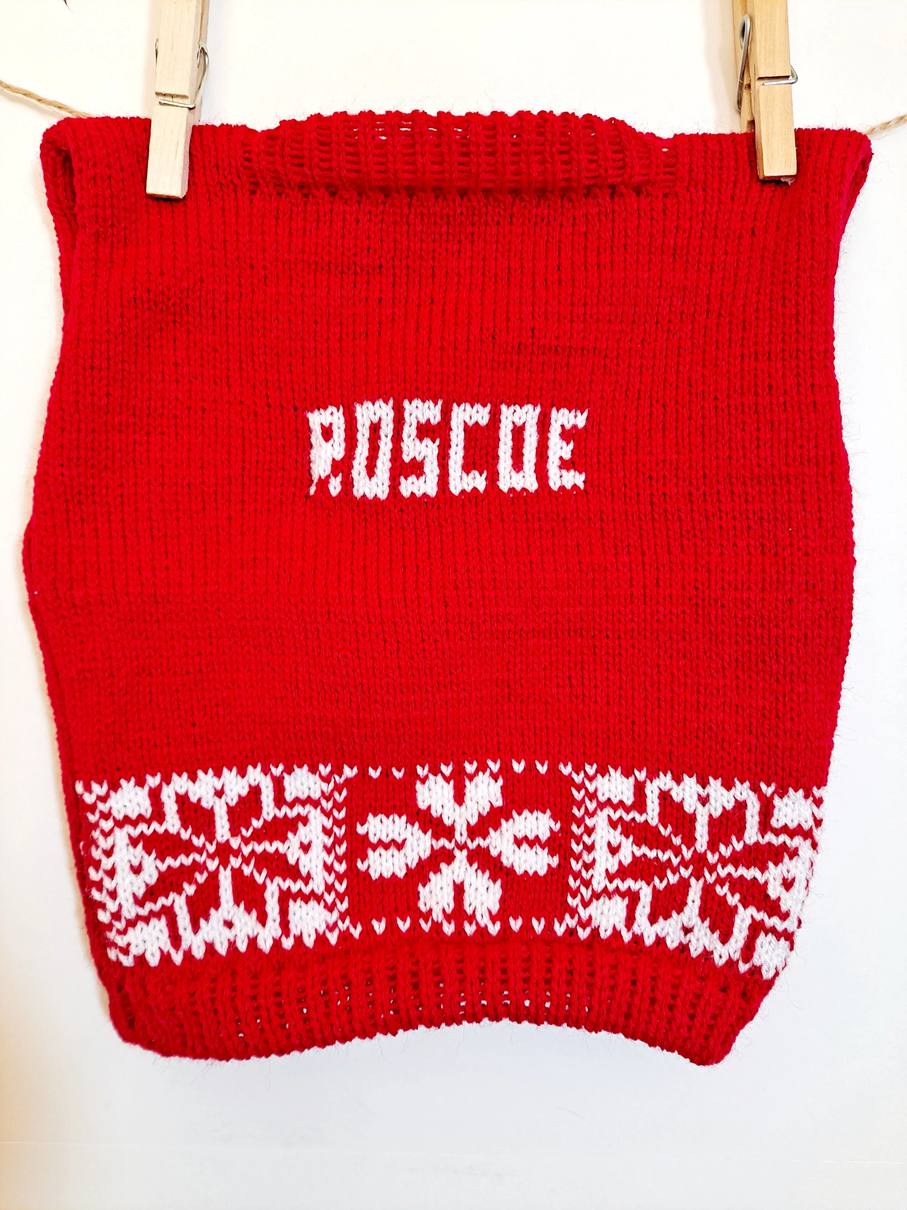 Personalized Dog Knit with Holiday Trim in your choice of color, Ugly Christmas Dog Sweater