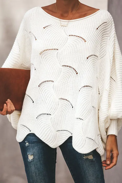 Petal Bat-wing Sleeve Oversized Knit Sweater - 2 Colors