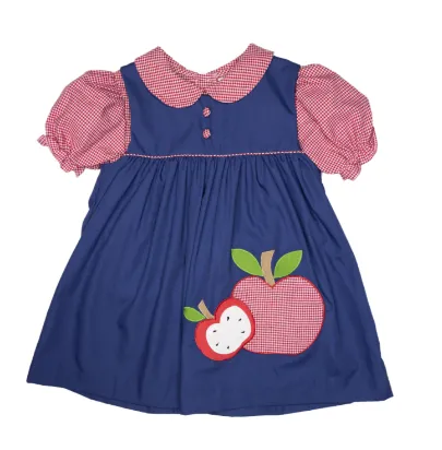 Petit Ami Two Piece Apple Applique Dress Set