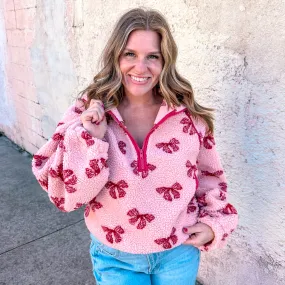 Pink Bow Sherpa Sweater