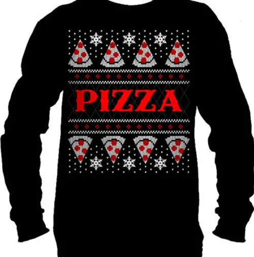 Pizza Ugly Christmas Sweater Long Sleeve T-Shirt