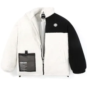 Pocket Stand Collar Fleece Padded Coat