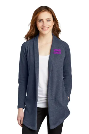 Port Authority Ladies Interlock Customized Cardigans, Estate Blue Heather/ Charcoal Heather