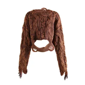 Pre Order:  Tassel Distressed Hollow Knitted Sweater