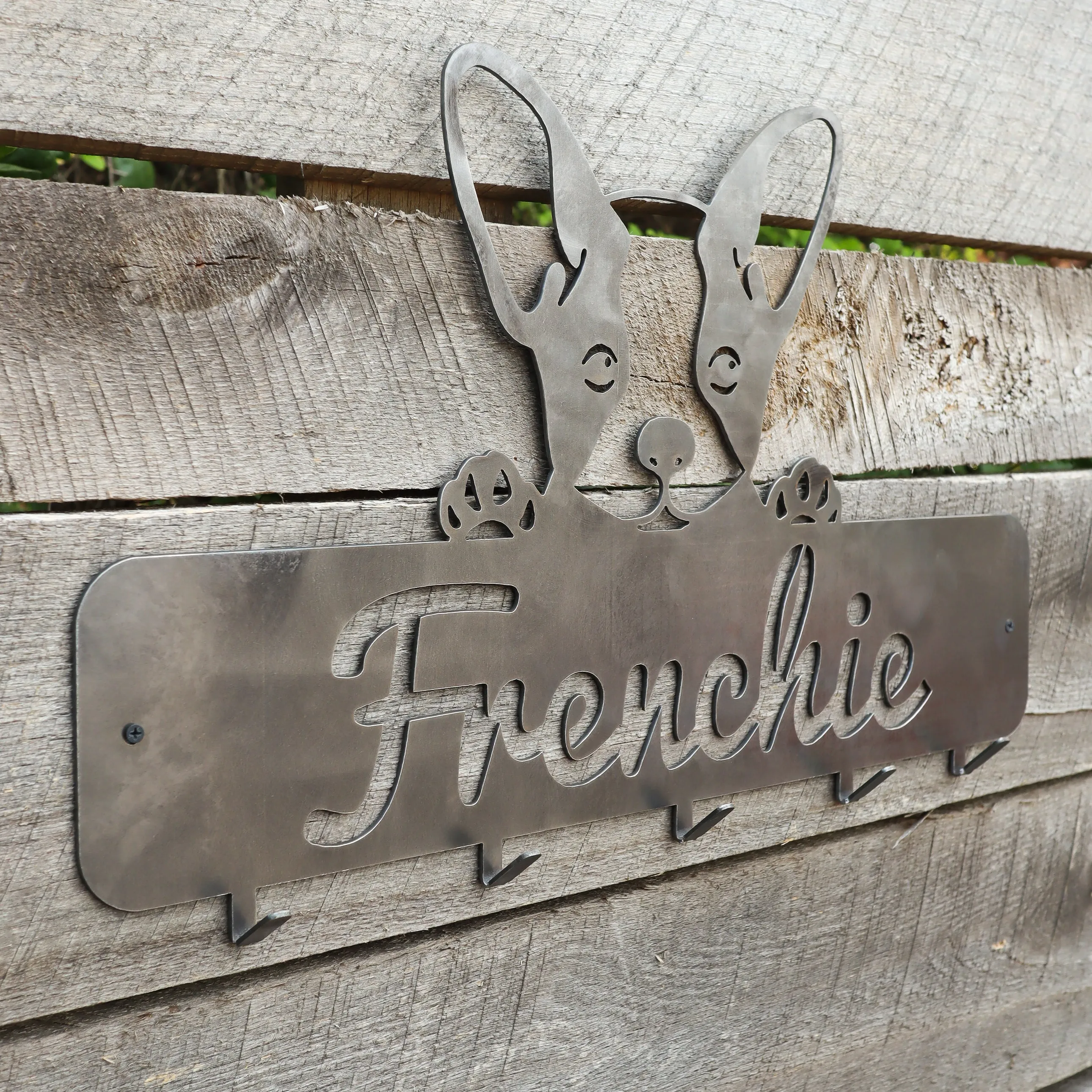 Puppy French Bulldog Coat Rack - Personalized Dog Leash Holder Hooks - Wall Mount Organization Decor