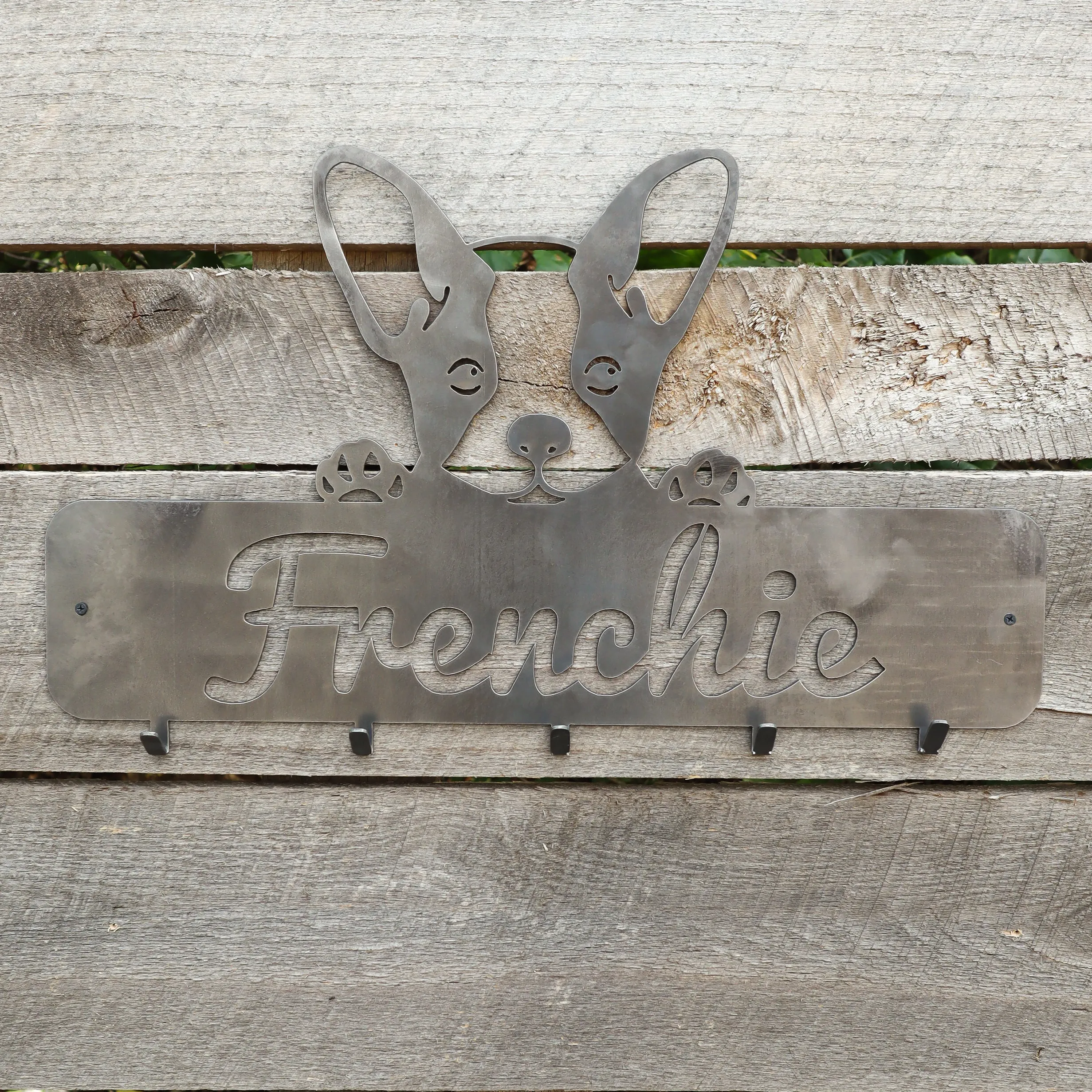 Puppy French Bulldog Coat Rack - Personalized Dog Leash Holder Hooks - Wall Mount Organization Decor