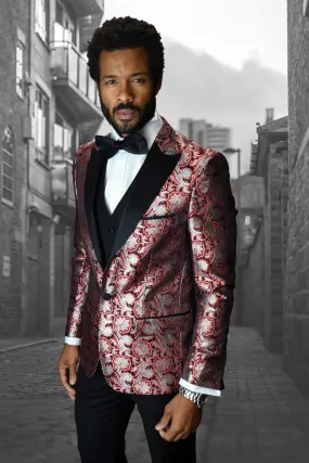 "Bellagio IV" Red 1-Button Peak Tuxedo (4-Piece Set)