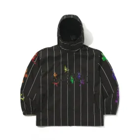 RAINBOW TR STRIPE HOODED JACKET BLACK