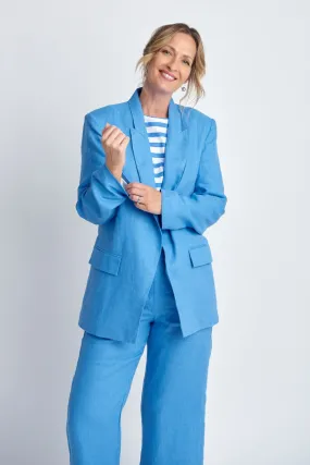 Relaxed Linen Blazer Regatta Blue