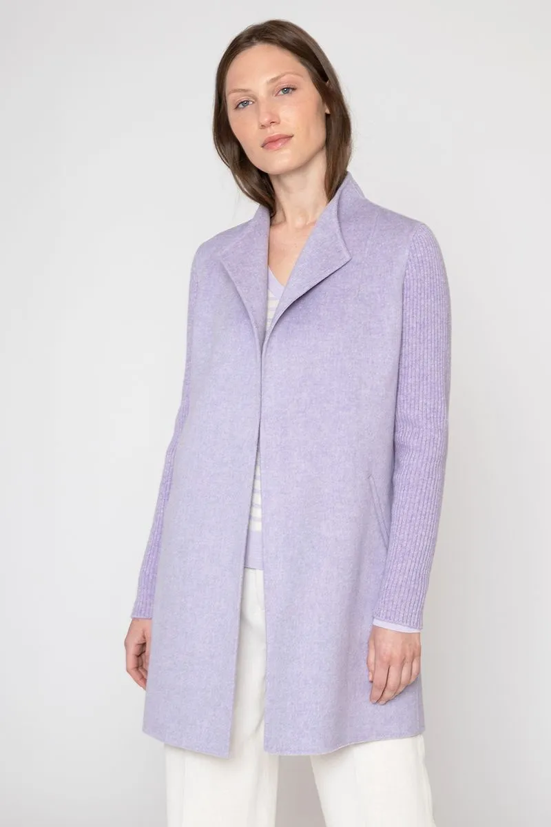 Rib Sleeve Coat in Amethyst