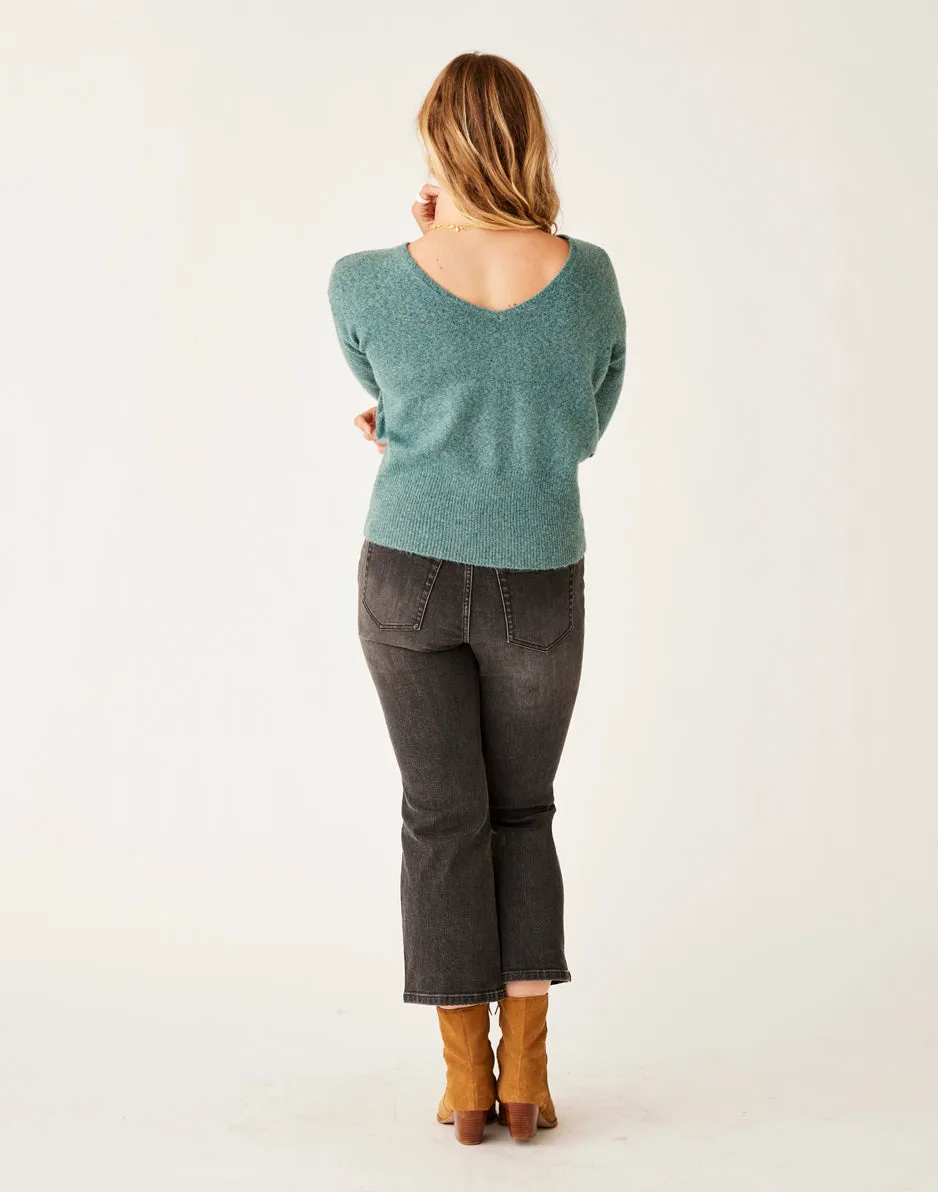 Ruth Reversible Fuzzy Sweater: Forest Heather