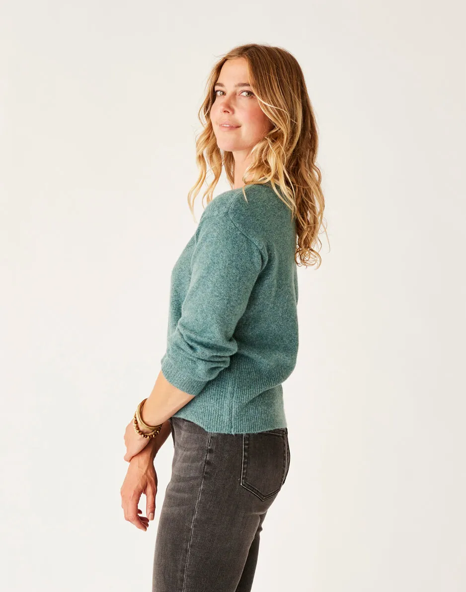 Ruth Reversible Fuzzy Sweater: Forest Heather