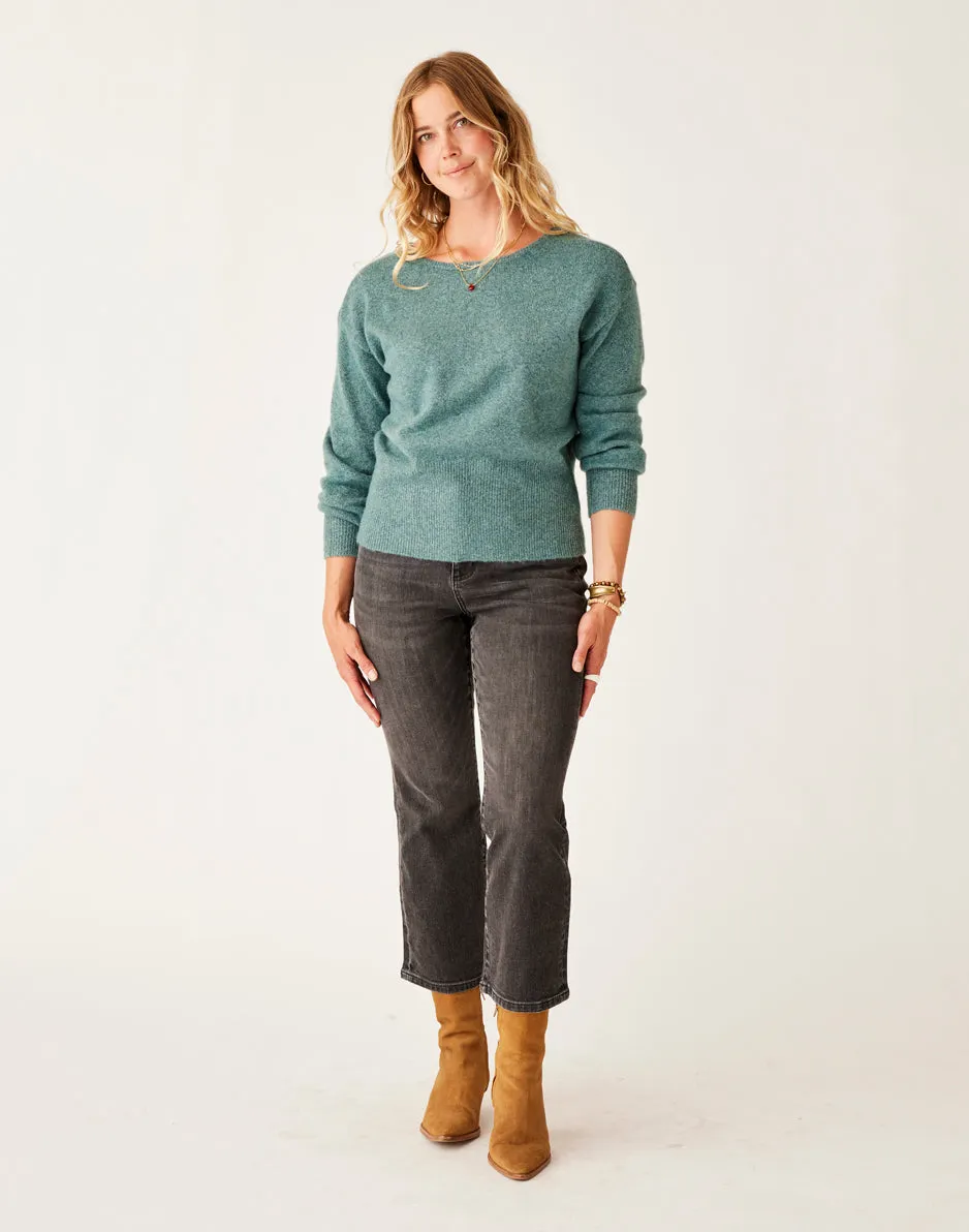 Ruth Reversible Fuzzy Sweater: Forest Heather