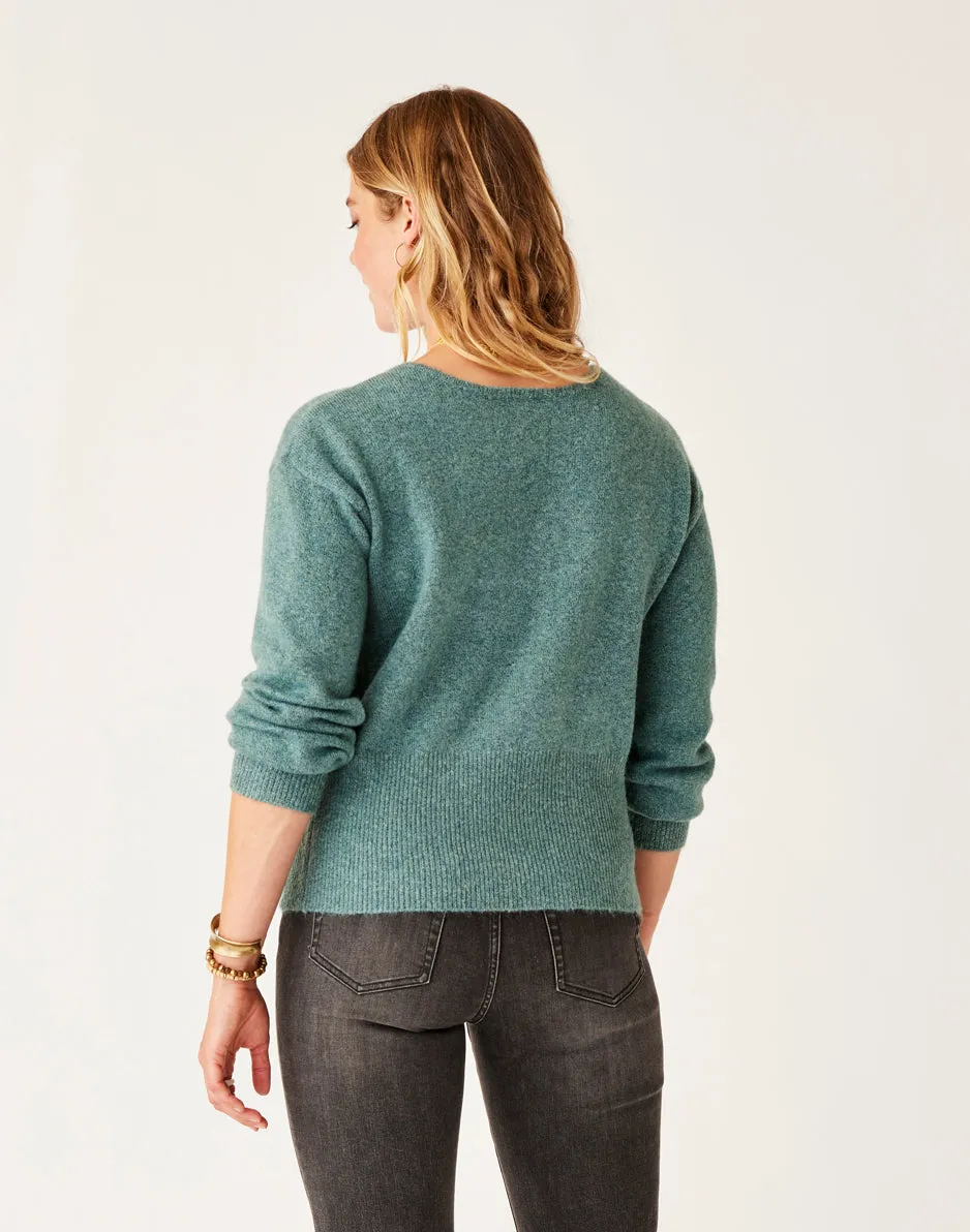 Ruth Reversible Fuzzy Sweater: Forest Heather