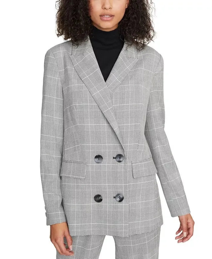 Sanctuary Women's Button Houndstooth Blazer Jacket Size Small Grey Size Small