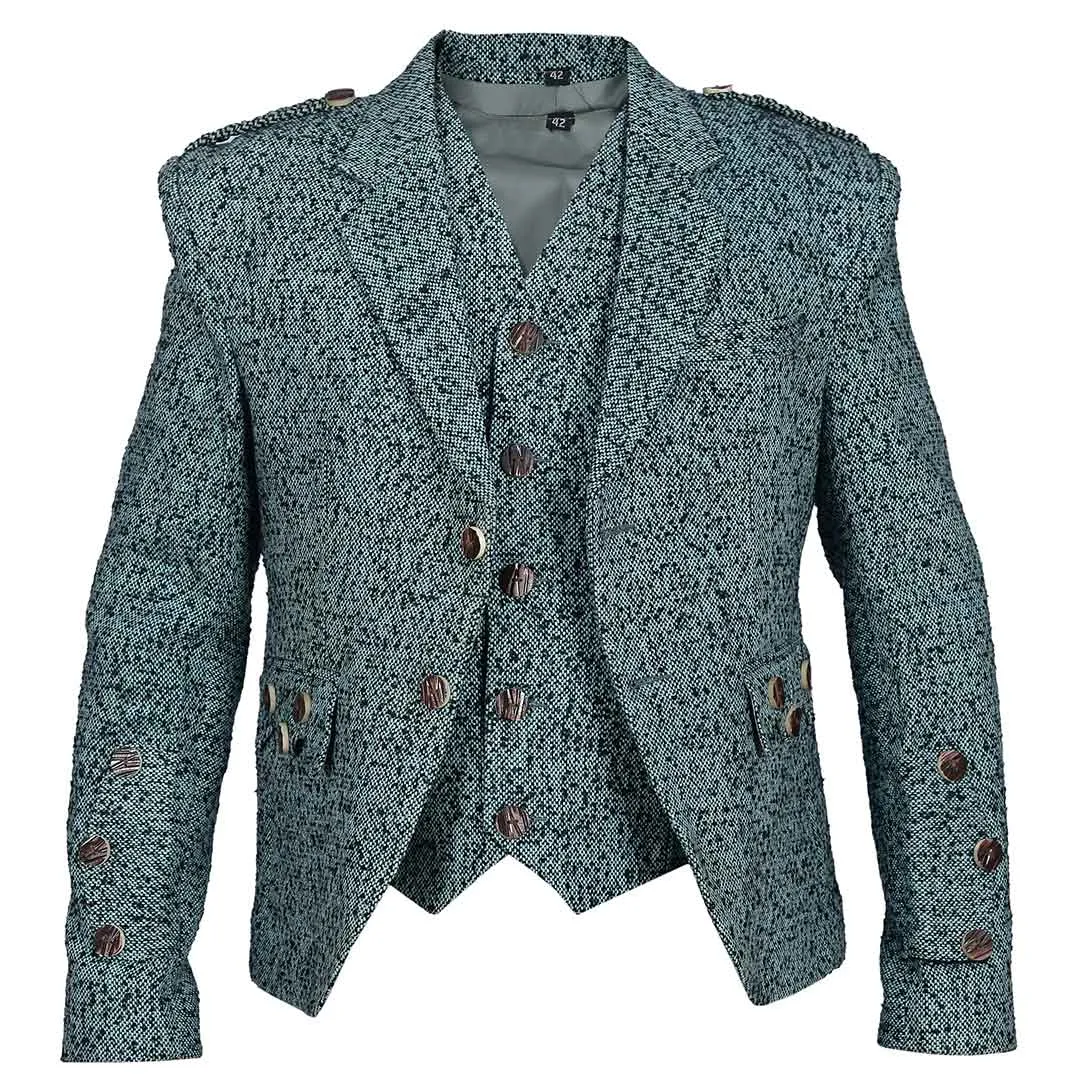 Sea Green And Black Tweed Argyll Jacket And Vest