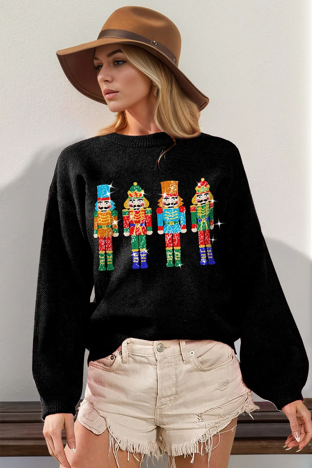 Sequin Nutcracker Long Sleeve Sweater